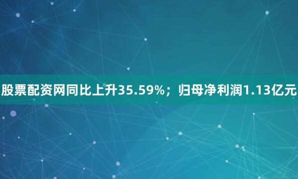 股票配资网同比上升35.59%；归母净利润1.13亿元